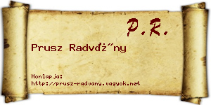 Prusz Radvány névjegykártya